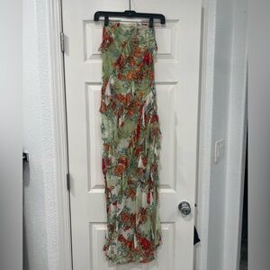 Strapless Summer Floral Ruffled Dress